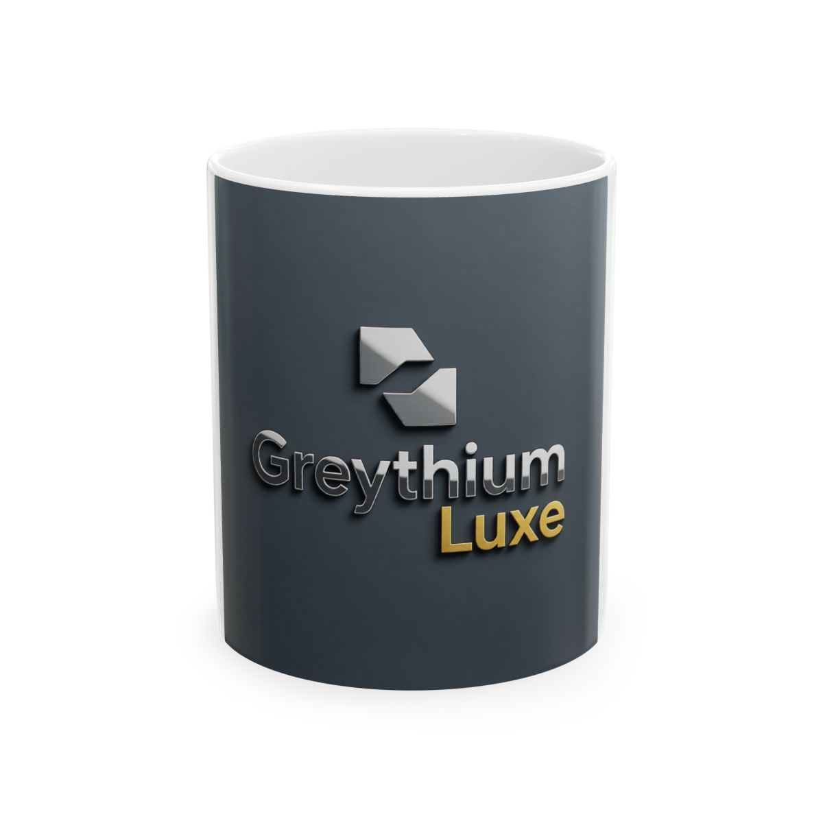 Greythium Luxe Ceramic Mug – Charcoal Emblem Edition