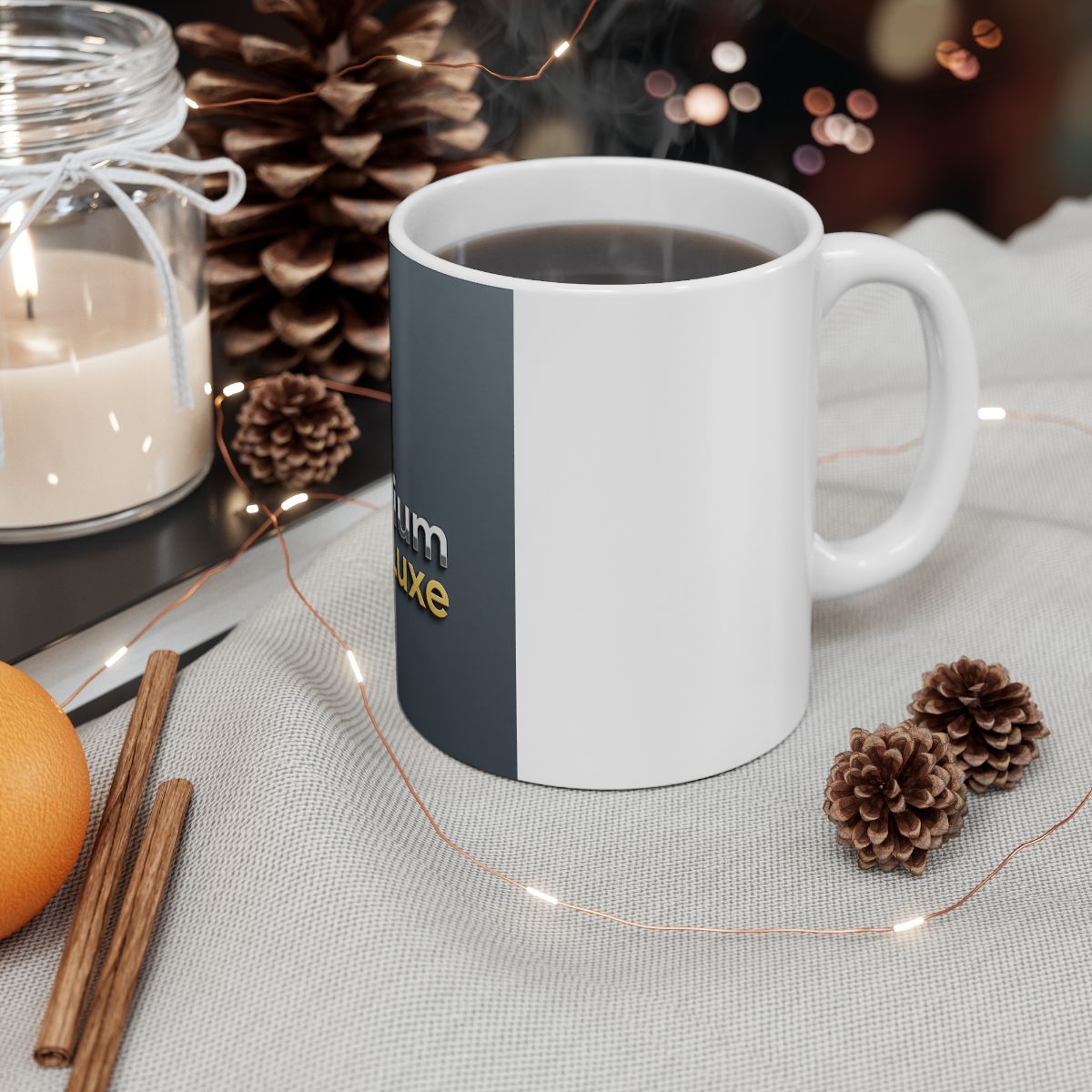 Greythium Luxe Ceramic Mug – Charcoal Emblem Edition