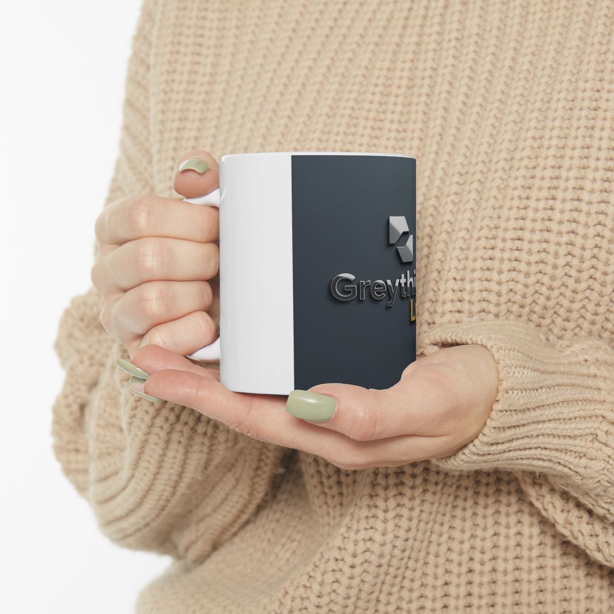 Greythium Luxe Ceramic Mug – Charcoal Emblem Edition