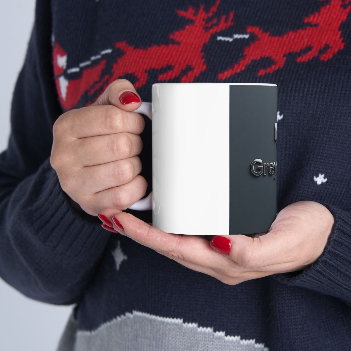Greythium Luxe Ceramic Mug – Charcoal Emblem Edition